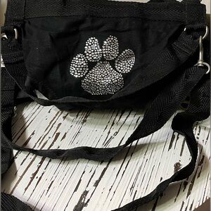 Black Puppy Purse and Harness with Rhinestone Paw Print
X-Large